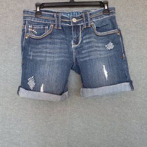 COPY - Hydraulic Denim Stretch Low Rise Roll Up Shorts Size 7/8 Distressed